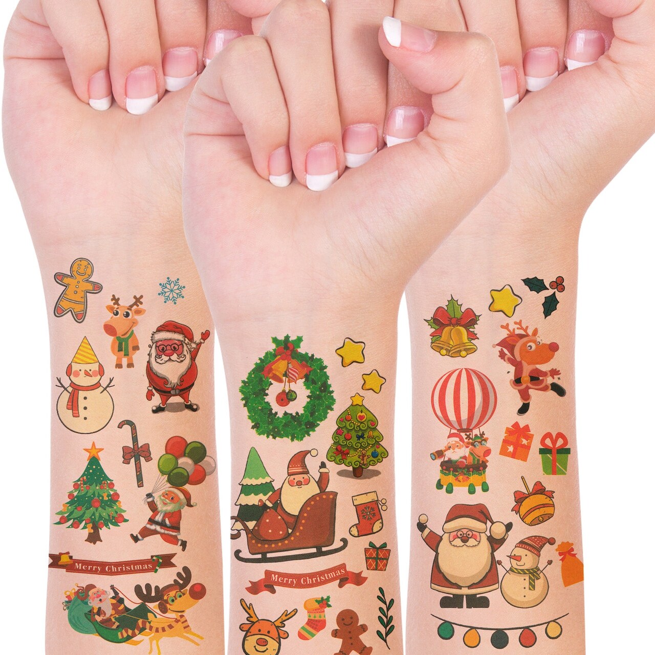 Wrapables Waterproof Temporary Tattoos, Birthday Party Favors and Supplies, Goodie Bag Fillers, 30 Sheets Christmas